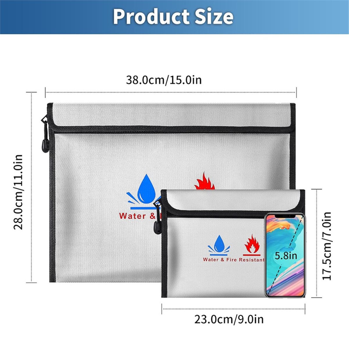 Fire Safe Document - Sac de rangement pour documents ignifuge